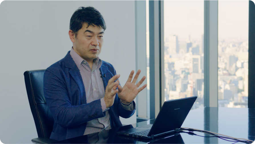 施策テーマ「金融/投資機関による自然関連情報開示促進と国際標準化を前提としたネイチャーフットプリントの開発と実証事業」について語る伊坪 徳宏さん